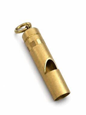 Antiqued Brass Cylinder Whistle Charm Key Ring Accent #121